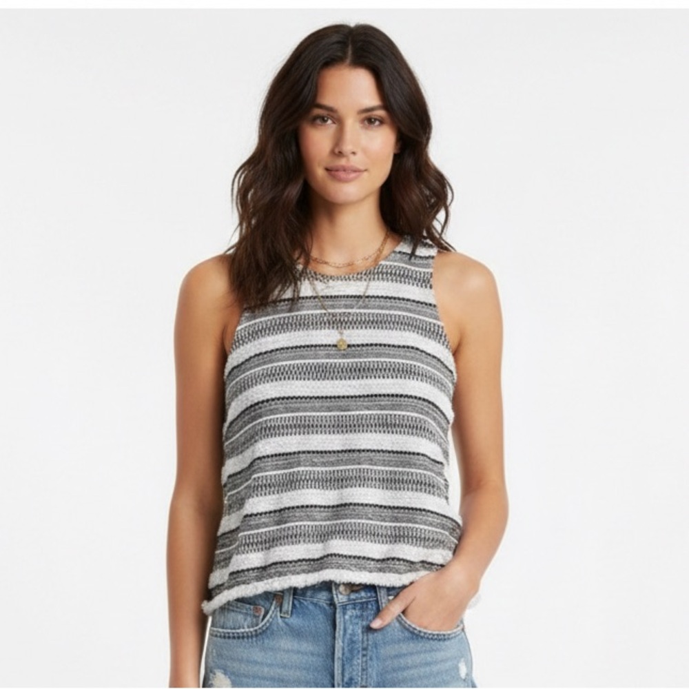 Generation Love Joel Boucle SleevelessTextured Black and White Tank Top Size XS